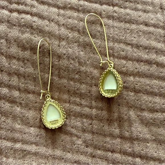 Kendra Scott Gold and Cream Teardrop Earrings - Picture 3 of 5
